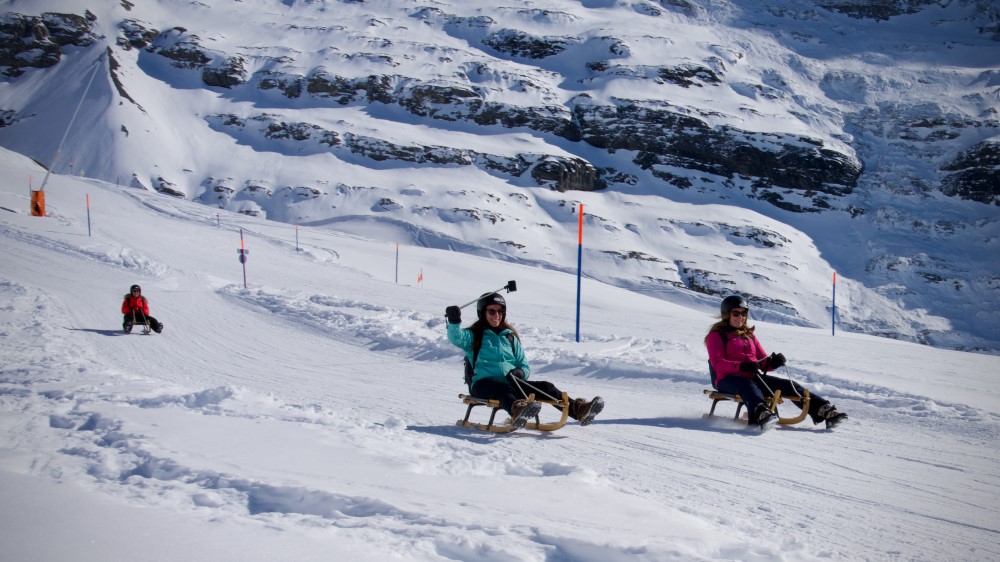 Rodelen in het Jungfrau Skigebied.
